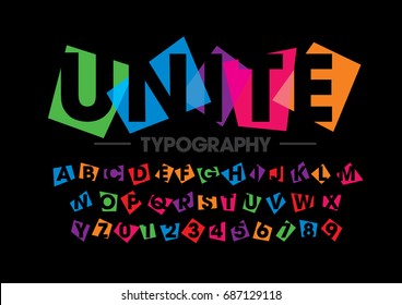 Vector of modern colorful font and alphabet