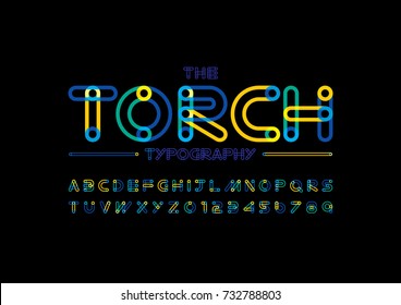 Vector of modern colorful font and alphabet