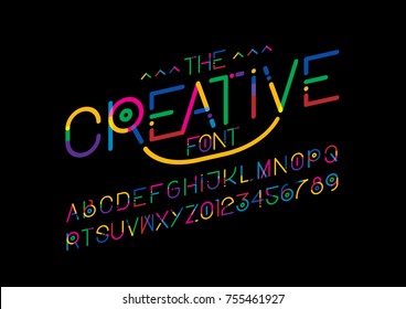 Vector of modern colorful font and alphabet