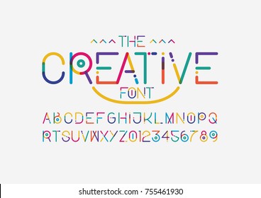 Vector of modern colorful font and alphabet