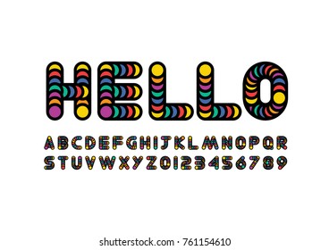 Vector of modern colorful font and alphabet