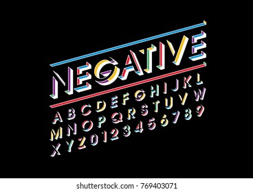 Vector of modern colorful font and alphabet