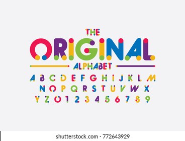 Vector of modern colorful font and alphabet