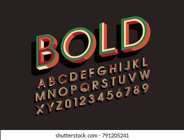 Vector of modern colorful font and alphabet