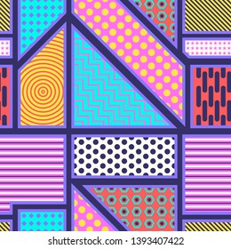 vector modern colorful geometric memphis style seamless pattern