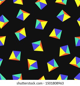 vector modern colorful geometric seamless pattern on black