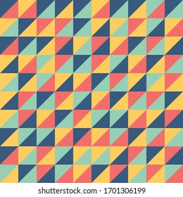 Vector modern colorful geometry triangle pattern, color abstract geometric background, fashio ,fabric or pillow multicolored print, retro texture, hipster fashion design