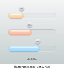 Vector modern colorful glossy loading bar set on light background