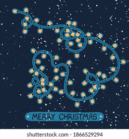 Vector modern colorful grating card with illustrations of twinkle lights Christmas decorations. Use it as elements for design greeting cards , poster, card, packaging paper design