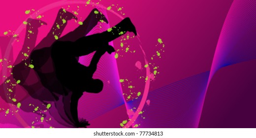 Vector modern, colorful, grunge party silhouette background