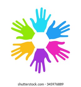 Vector modern colorful hands background. Creative template
