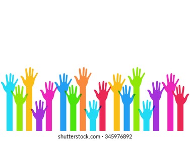 Vector modern colorful hands background. Creative template