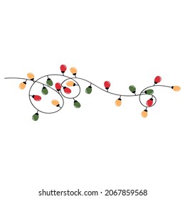 Vector modern colorful illustration of twinkle lights Christmas decoration. Use it as elements for design greeting cards , poster, card, packaging paper design