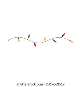 Vector modern colorful illustration of twinkle lights Christmas decoration. Use it as elements for design greeting cards , poster, card, packaging paper design