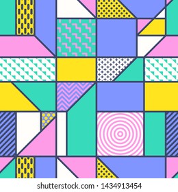 vector modern colorful memphis art style seamless pattern