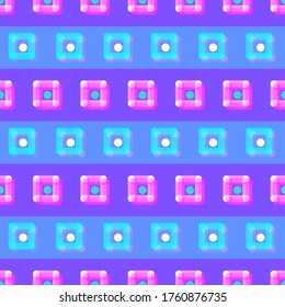 vector modern colorful rounded retctangle geometric overlap to square seamless pattern on violet