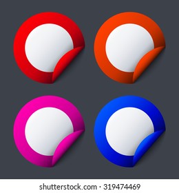 Vector modern colorful stickers set on sample background