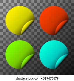 Vector modern colorful stickers set on sample background