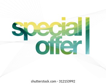 Vector modern colorful textured typography with wireframes on the background - Special offer