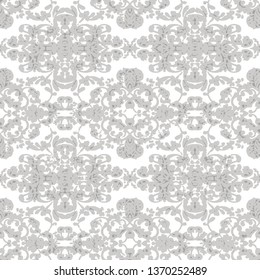 vector modern colors nature damask with texture pattern. /  baroque fashion /  vintage effect royal seamless design /  fashioned floral   pattern /silver and white  colored 