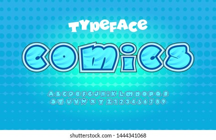 Vector of modern comical font and alphabet