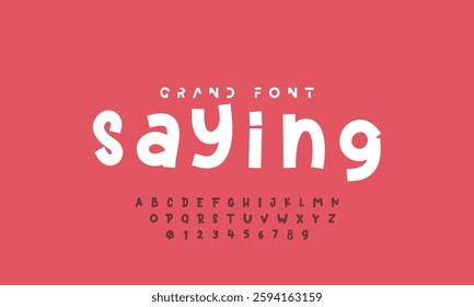 Vector of modern comical font and alphabet. Playful style font design, colorful childish alphabet, letters and numbers vector illustration