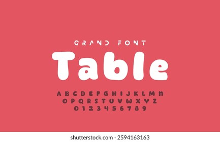 Vector of modern comical font and alphabet. Playful style font design, colorful childish alphabet, letters and numbers vector illustration