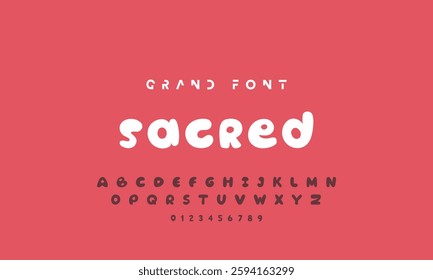 Vector of modern comical font and alphabet. Playful style font design, colorful childish alphabet, letters and numbers vector illustration