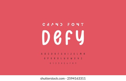Vector of modern comical font and alphabet. Playful style font design, colorful childish alphabet, letters and numbers vector illustration