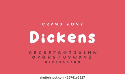 Vector of modern comical font and alphabet. Playful style font design, colorful childish alphabet, letters and numbers vector illustration