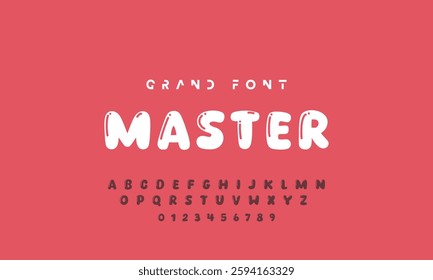 Vector of modern comical font and alphabet. Playful style font design, colorful childish alphabet, letters and numbers vector illustration
