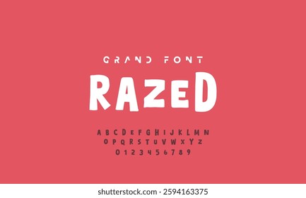 Vector of modern comical font and alphabet. Playful style font design, colorful childish alphabet, letters and numbers vector illustration