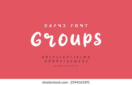 Vector of modern comical font and alphabet. Playful style font design, colorful childish alphabet, letters and numbers vector illustration