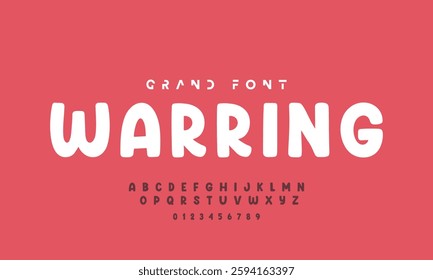 Vector of modern comical font and alphabet. Playful style font design, colorful childish alphabet, letters and numbers vector illustration