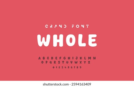 Vector of modern comical font and alphabet. Playful style font design, colorful childish alphabet, letters and numbers vector illustration