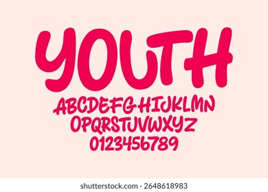 Vetor de fonte cômica moderna e alfabeto. Design de fonte estilo divertido, alfabeto infantil colorido, letras e números ilustração vetorial