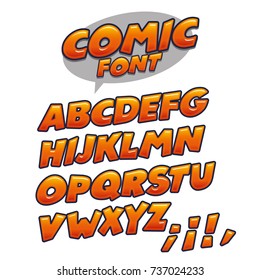 Vector of modern comical font and alphabet, comics style alphabet collection set