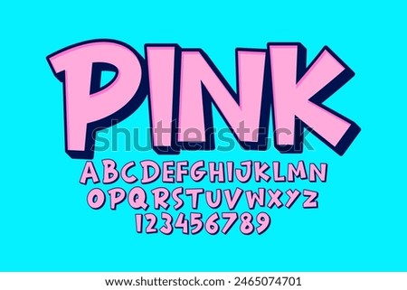 Vector of modern comical font and alphabet. Playful style font design, colorful childish alphabet, letters and numbers vector illustration