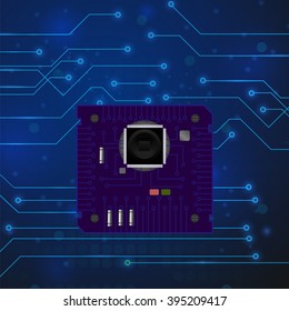 Vector Modern Computer Technology Blue Background.