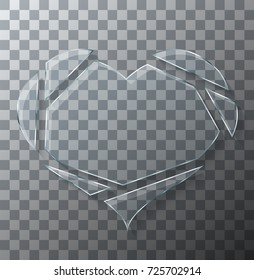 Vector modern concept broken heart glass on transparent background