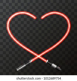 Vector modern concept heart and lightsaber for Valentines day or womens day background