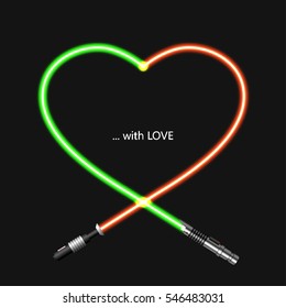 Vector modern concept heart and lightsaber for Valentines day or womens day background