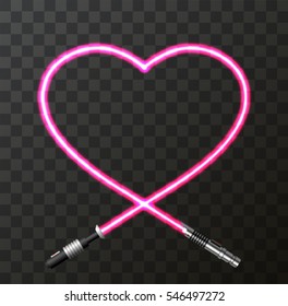 Vector modern concept heart and lightsaber for Valentines day or womens day background