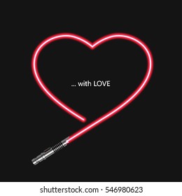 Vector modern concept heart and lightsaber for Valentines day or womens day background