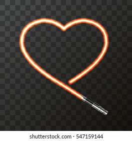Vector modern concept heart and lightsaber for Valentines day or womens day background