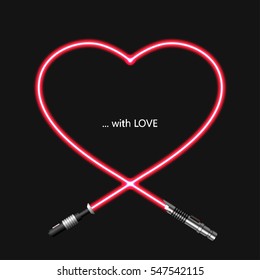 Vector modern concept heart and lightsaber for Valentines day or womens day background