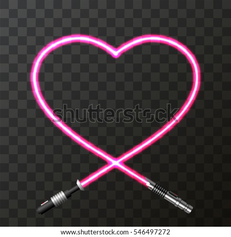 Vector modern concept heart and lightsaber for Valentines day or womens day background