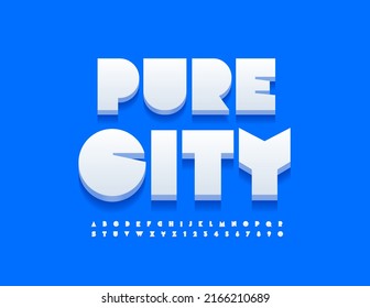 Concepto vectorial moderno Ciudad Pura. Estilo abstracto Tipo de letra. Juego de letras y números de alfabeto blanco creativo