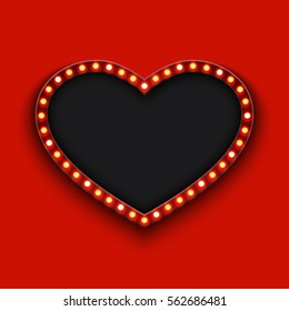 Vector modern concept retro billboard and heart icon on red background with place for your text