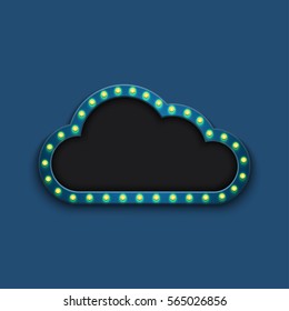 Vector modern concept retro billboard and cloud background with place for your text